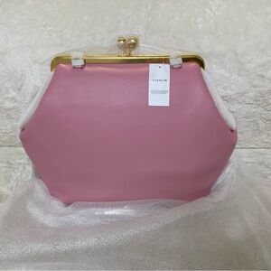 NWT COACH Large Kisslock Frame Bag - Brass/Rose Pink